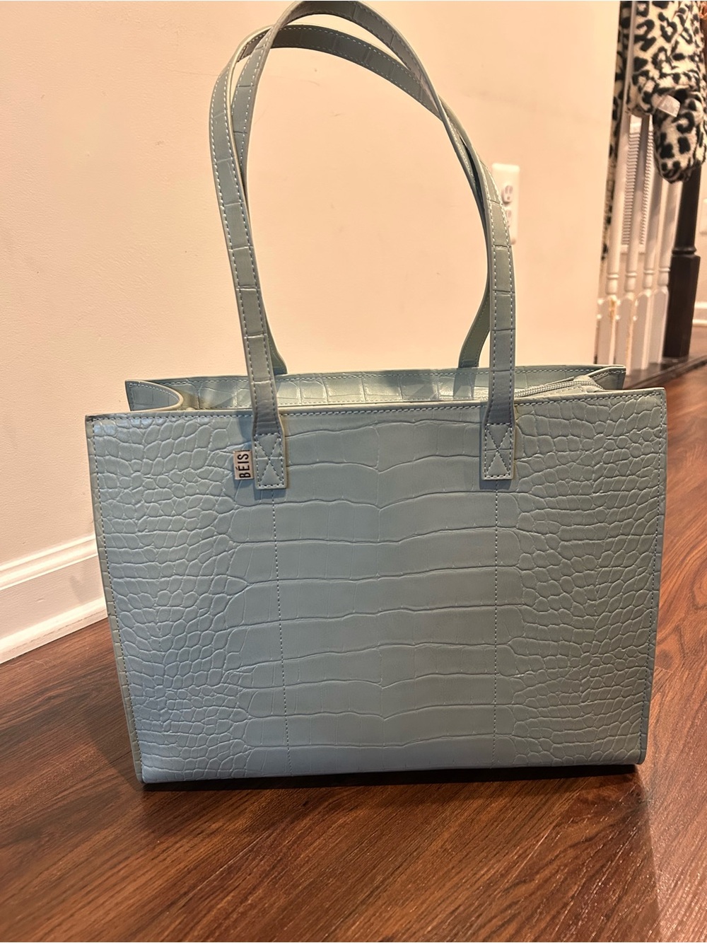New Beis mini work tote in slate croc - Picture 3 of 14